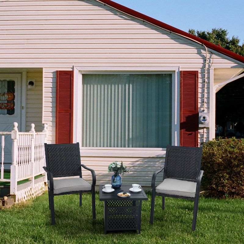 Rattan/Steel Patio Dining Arm Chairs with Cushions - Captiva Designs