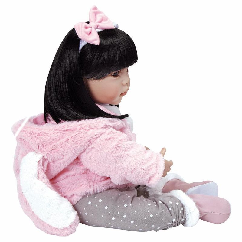 Adora Toddler Doll Cotton Tail with bunny graphic outfit, fluffy sweater with bunny ears hood and fur trim boots