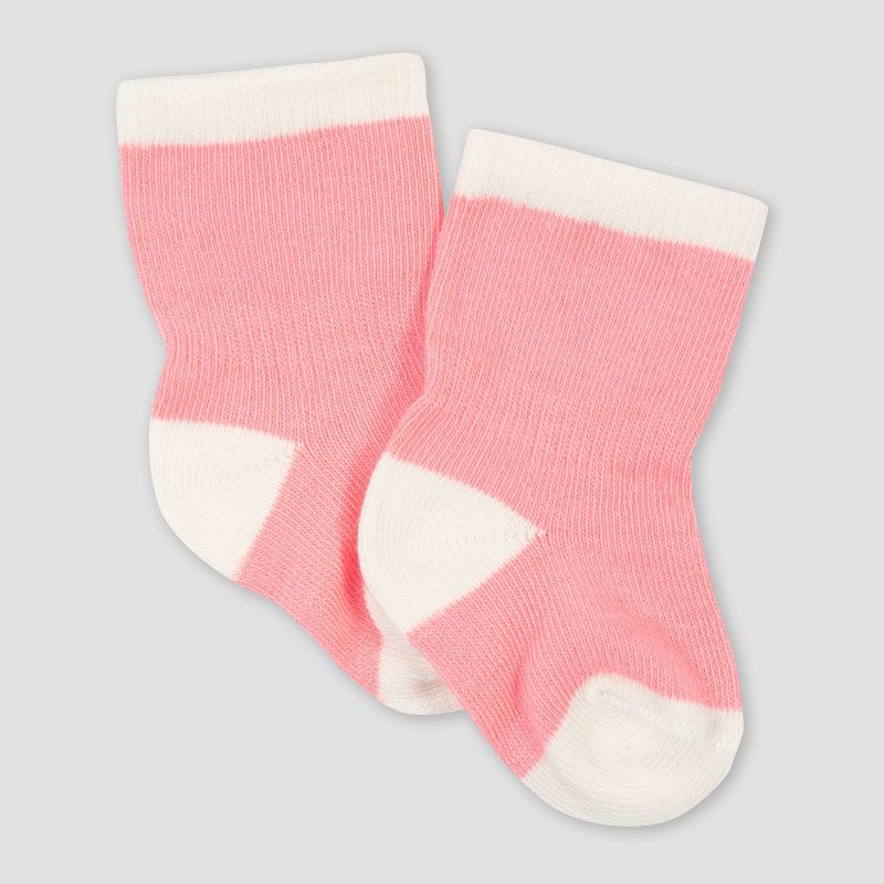 Gerber Baby Girls' 6pk Ballerina Jersey Wiggle Proof Socks - Pink 0-6M