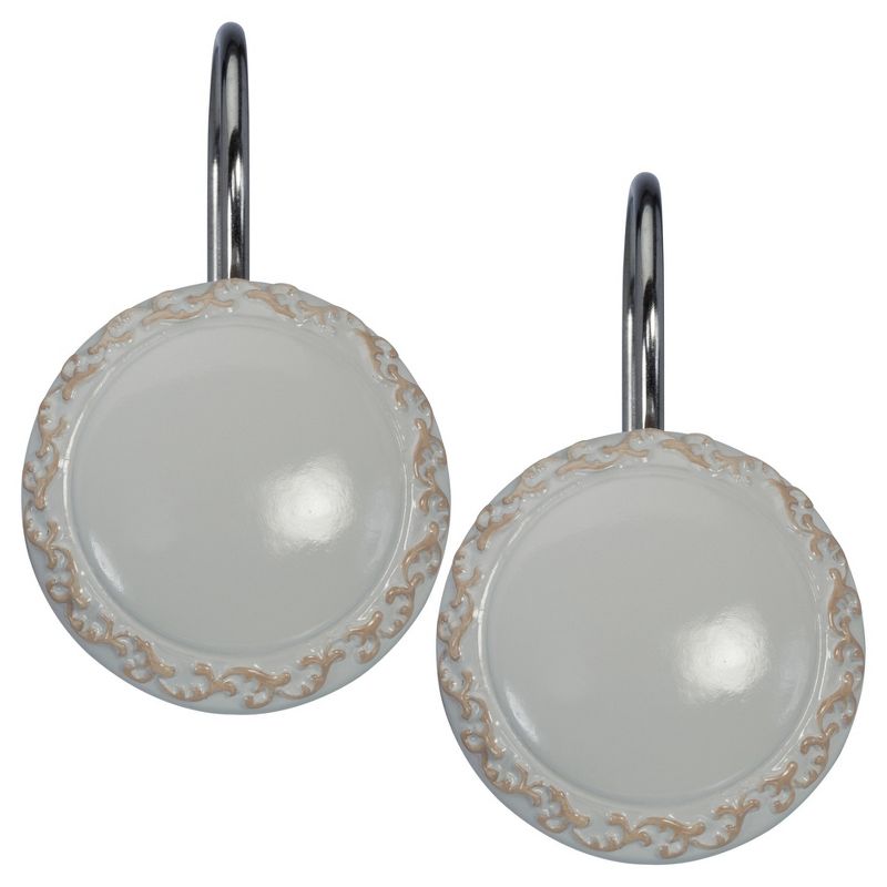 13pc Heirloom Shower Curtain and Hook Set Gray - Creative Bath