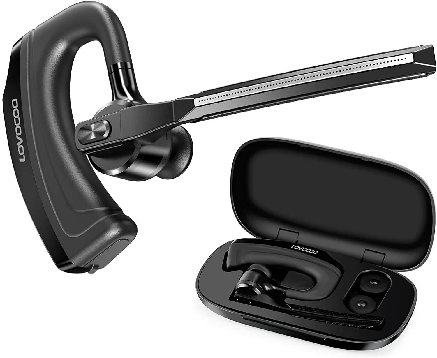 Bluetooth Headset, Jelly Comb Noise Canceling Wireless Earpiece with CVC8.0 Dual Mic, Hands-Free Earphone for Driving/Business/Office, Compatible iPhone Android Cell Phones Laptop