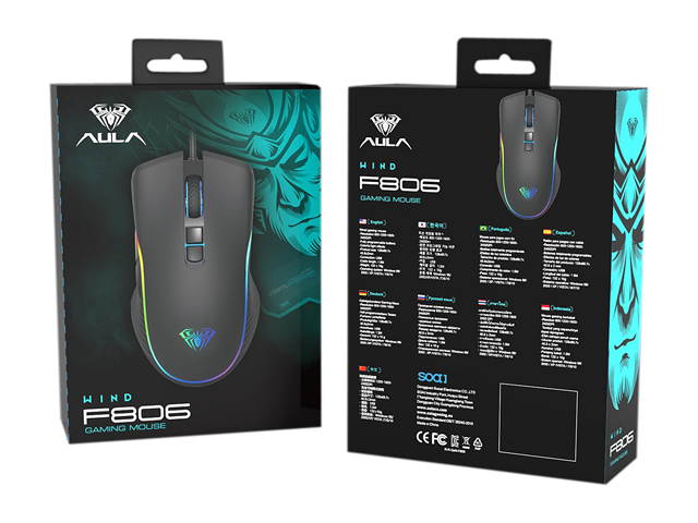 AULA H510 RGB Gaming Mouse with 9 Side Buttons High Precision 10000 DPI Optical Sensor, Fire Button Computer Mice 14-Programmable-Buttons for PC/Gamer