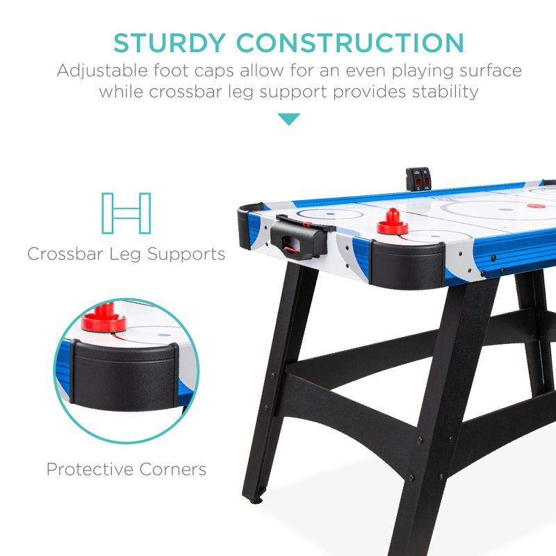 Best Choice Products 58in Mid-Size Air Hockey Table for Game Room w/ 2 Pucks, 2 Pushers, LED Score Board, 12V Motor