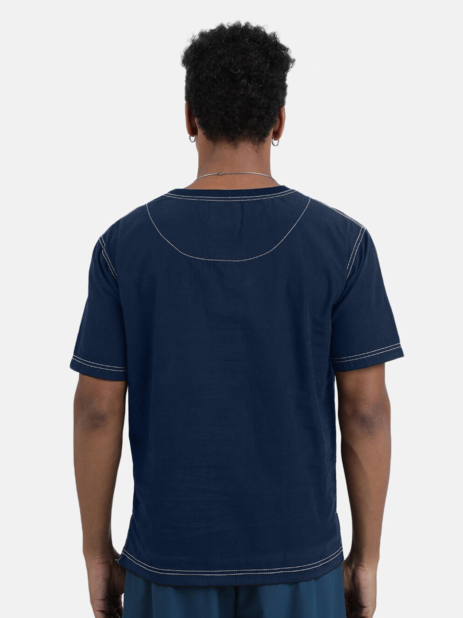 Bene Kleed Blue Relaxed Fit Cotton Crew T-Shirt