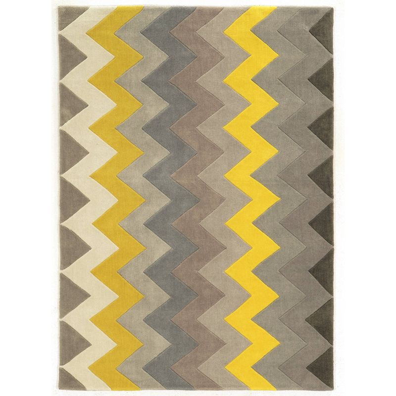5'x7' Trio Collection ZigZag Area Rug Gray/Yellow - Linon