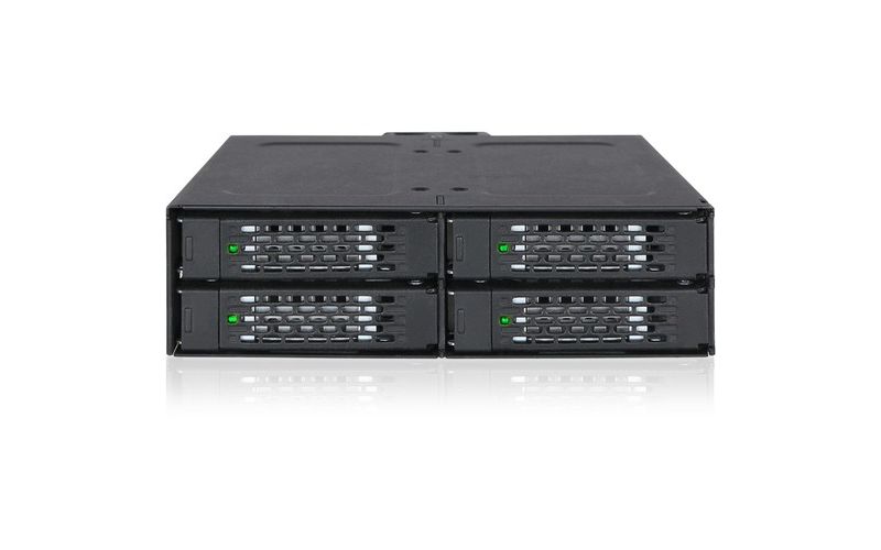 Icy Dock ToughArmor MB607SP-B Drive Enclosure for 5.25" Serial ATA/600 - Serial ATA/600 Host Interface Internal - Black - 4 x HDD Supported