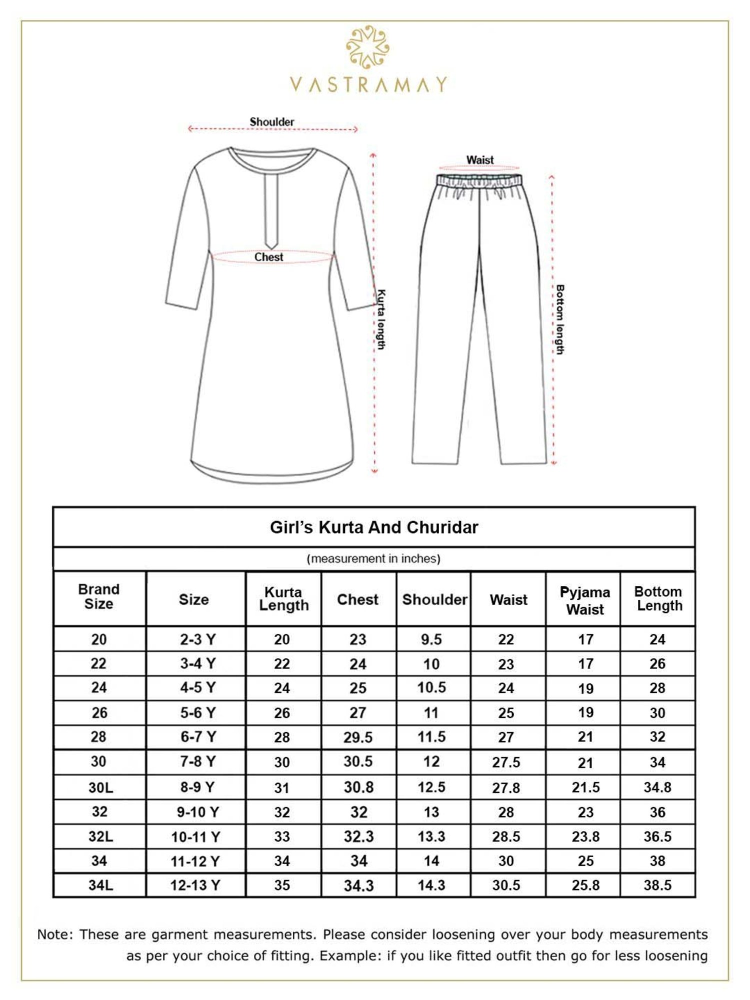 VASTRAMAY Girls Green Embroidery Clothing Sets