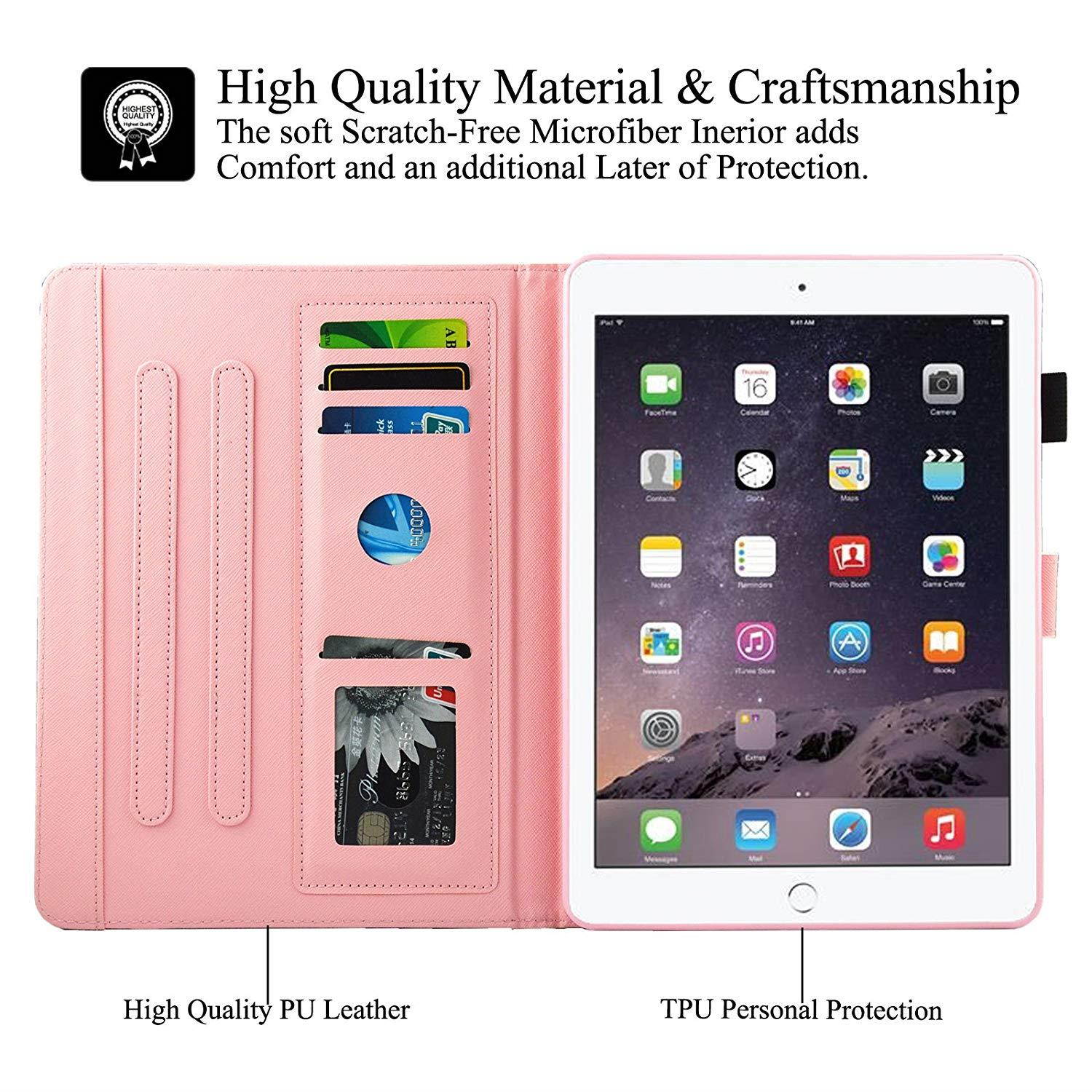 Artyond New iPad 9.7 Case,Wallet Card Slot Case [Anti-slip Stripe] Smart Magnetic Stand Cover With [Auto Wake/Sleep Feature] Soft Micro Fiber PU Leather Protect Case For New iPad 9.7 2017(Flamingo)