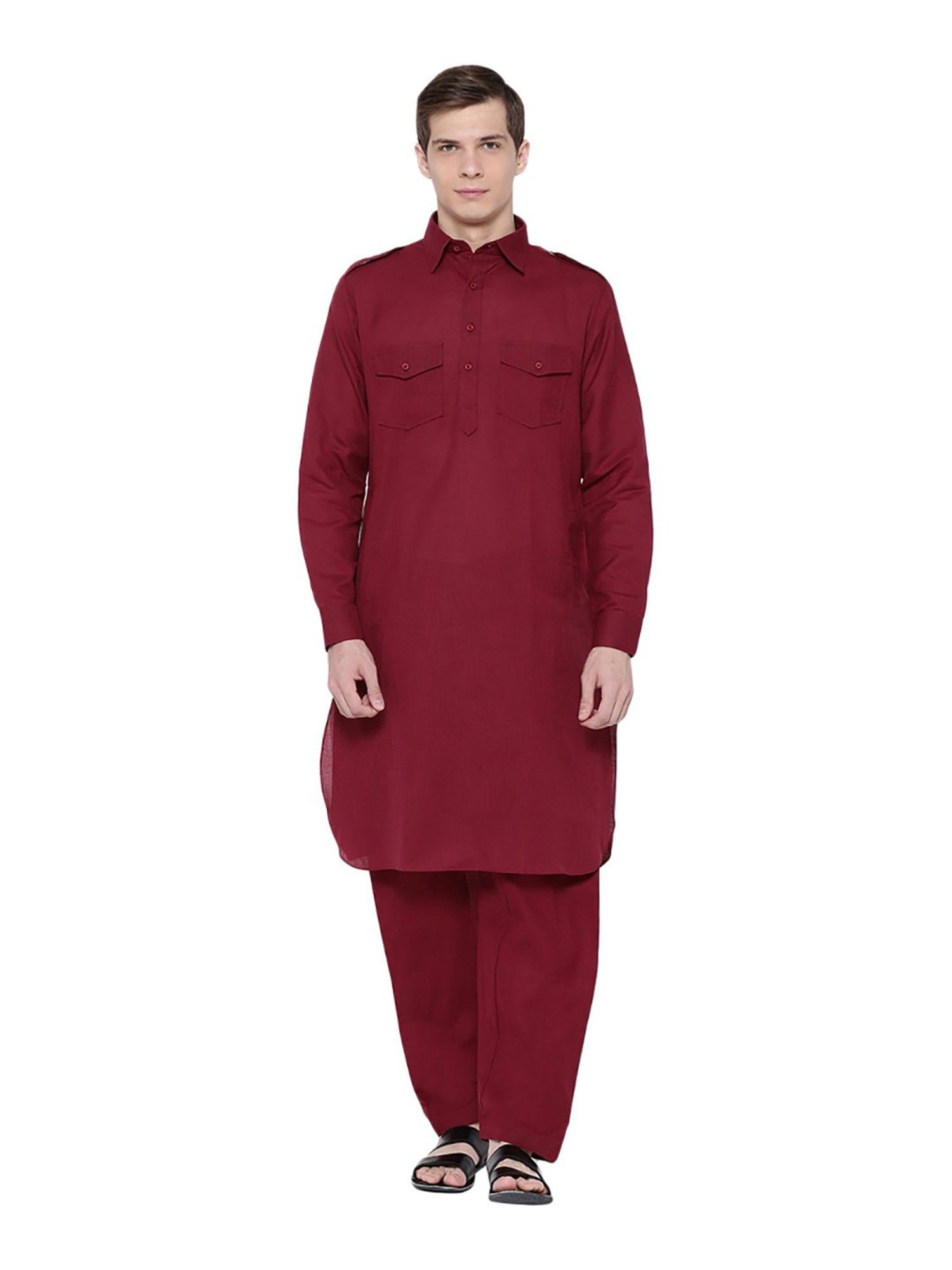 SG LEMAN Maroon Kurta Bottom Set