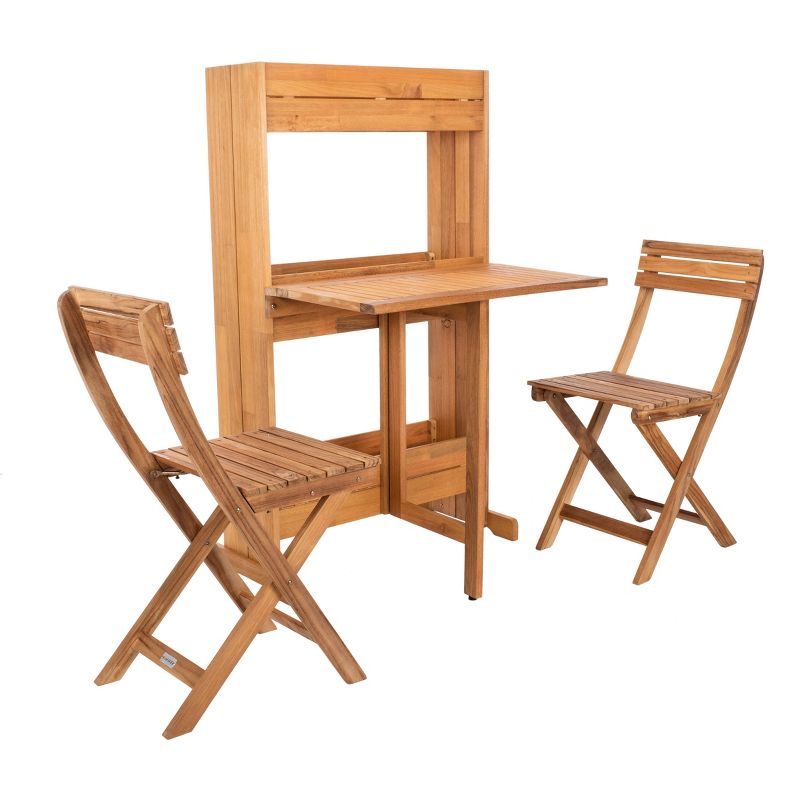 Barley Flower Shelf 3pc Bistro Set - Natural - Safavieh