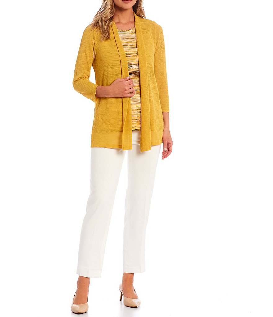 Kasper Sunset Waves Printed Knit Jacquard Jewel Neck Sleeveless Tank Top