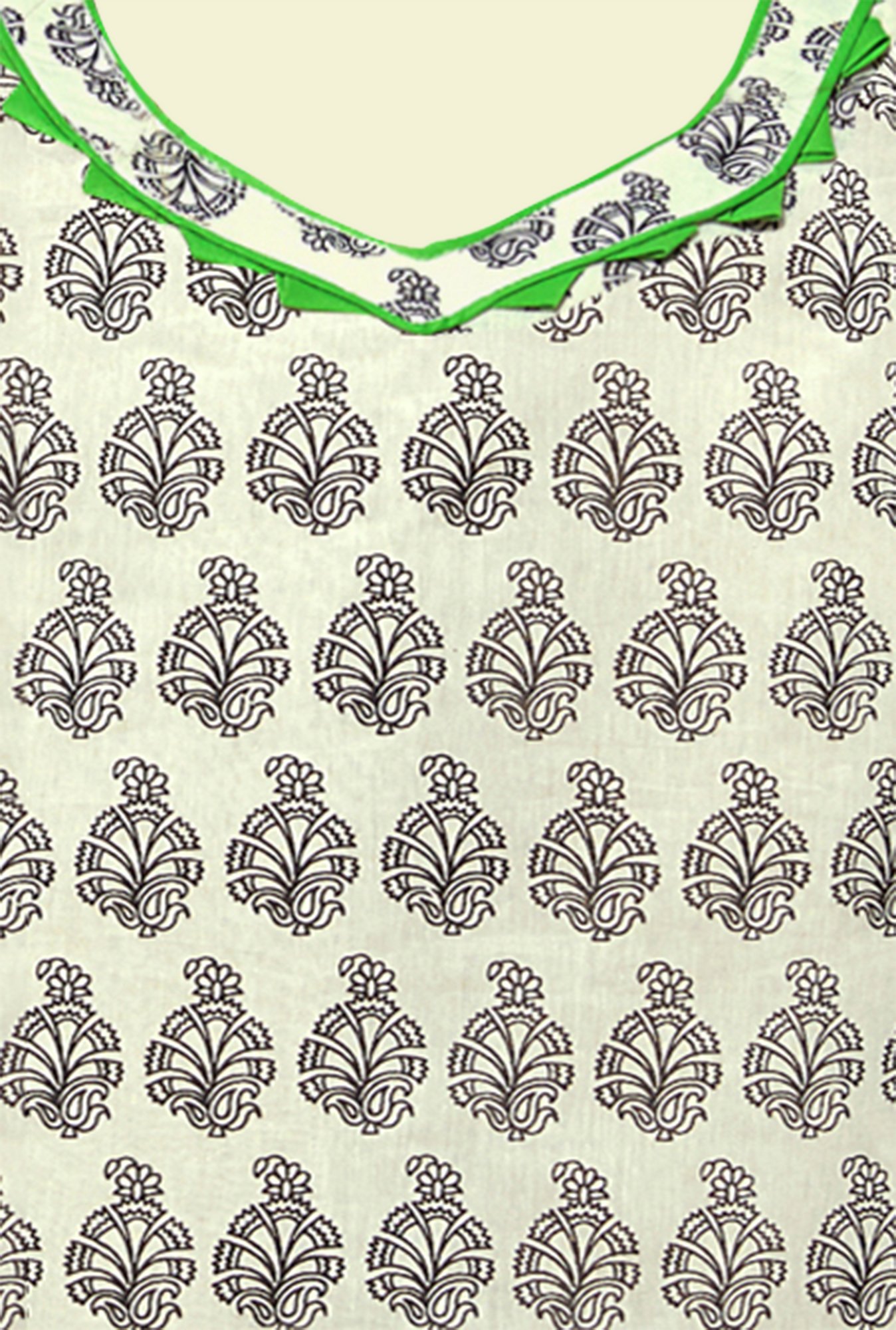 Saree Mall Off White & Green Printed Cotton Dress Material