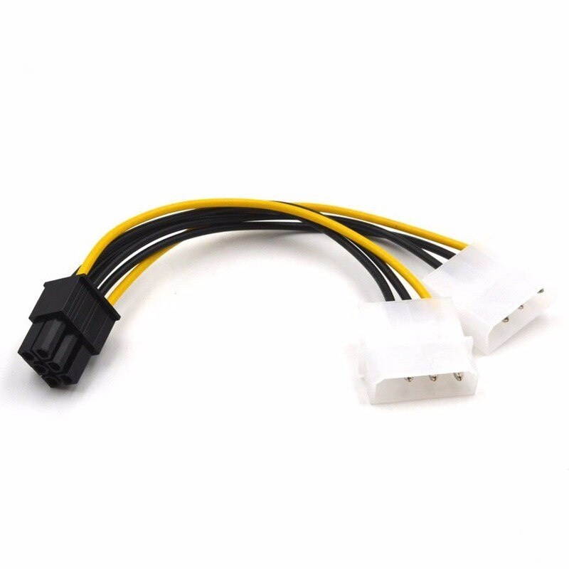 10pcs 6 inch 2 x Molex 4 pin to 6-Pin PCI Express Video Card Pci-e ATX PSU Power Converter Cable - Molex to Pcie 6 pin Adapter