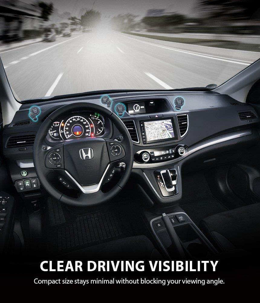 Ringke Magnetic Gear Phone Car Holder with Carbon Fiber Pattern Swivel Lock Universal Powerful Neodymium Magnet 360&deg; Rotation Premium Space Saving Dashboard Stand