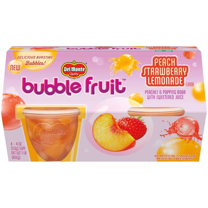 Del Monte Peach & Strawberry Lemonade Bubble Fruit Cups - 4ct
