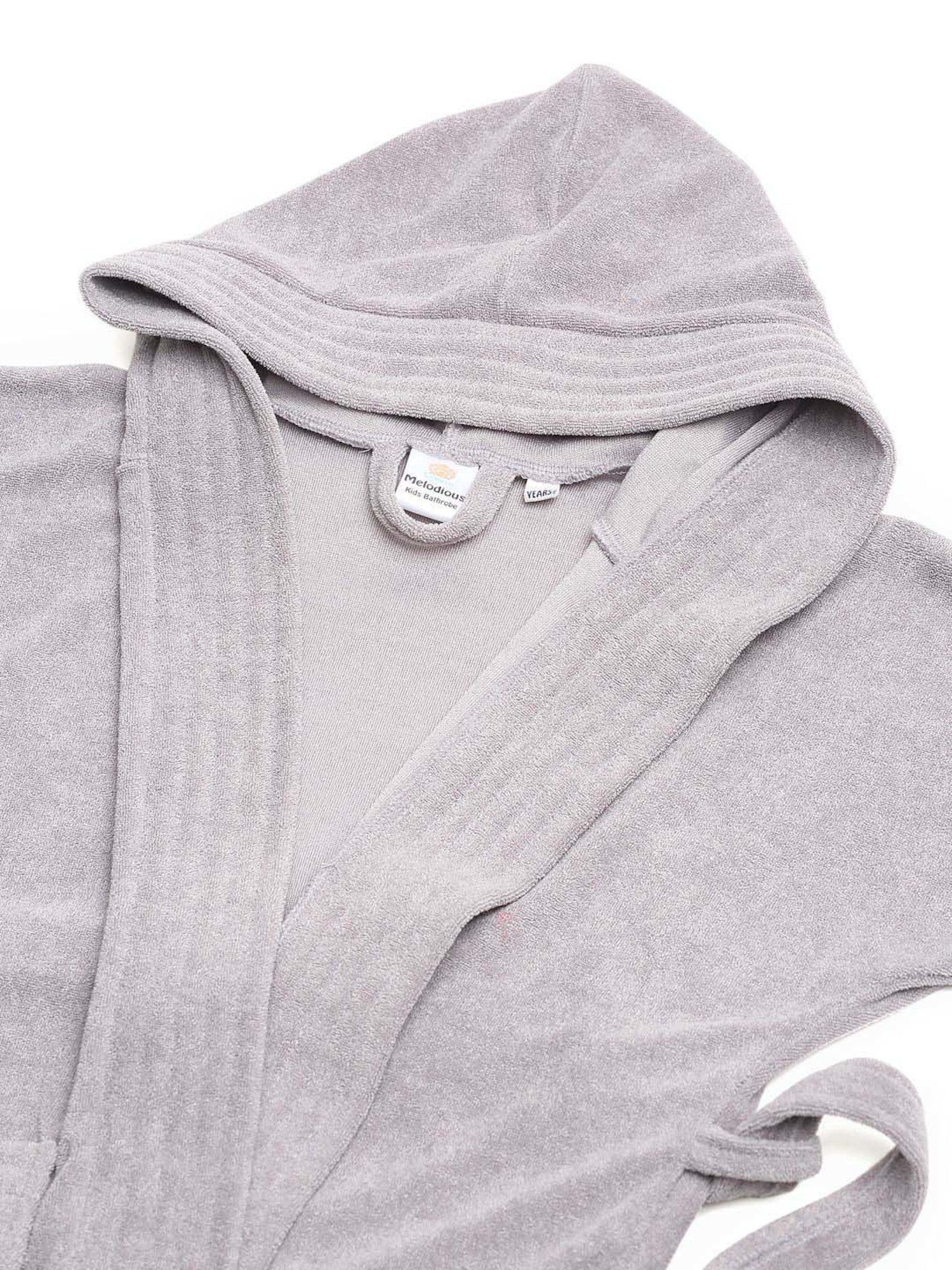 Creeva Melodious Grey Micro Terry 260 GSM Quick Dry Kids Bathrobe 6-7 Yrs With Front Pocket