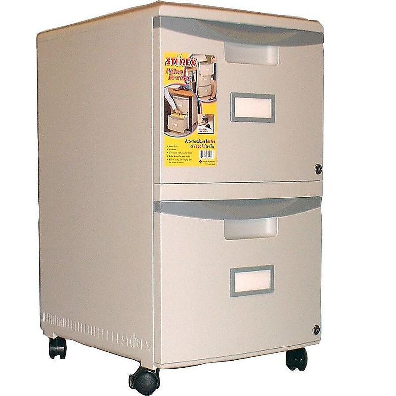 Storex Two-Drawer Mobile Filing Cabinet 14-3/4w x 18-1/4d x 26h Gray 61310B01C