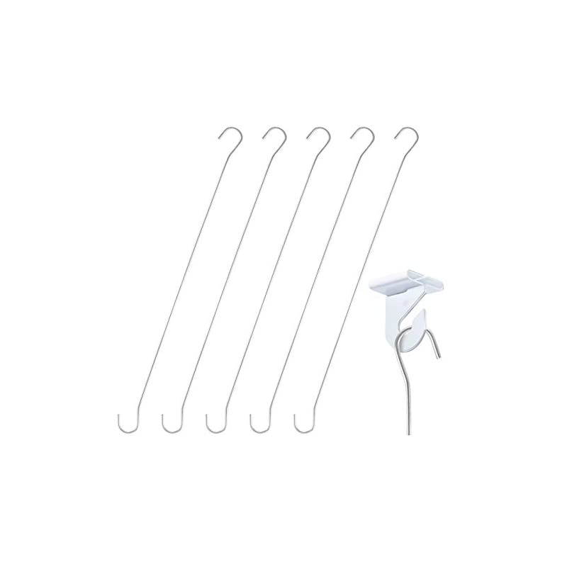 of 50 &ndash; 12&rdquo; Long Metal Double C Display Hook Hang Wire, Ceiling Hook, Ceiling Sign & Banners Holder, Ceiling Item Hangers, Hook Opening 5/8"