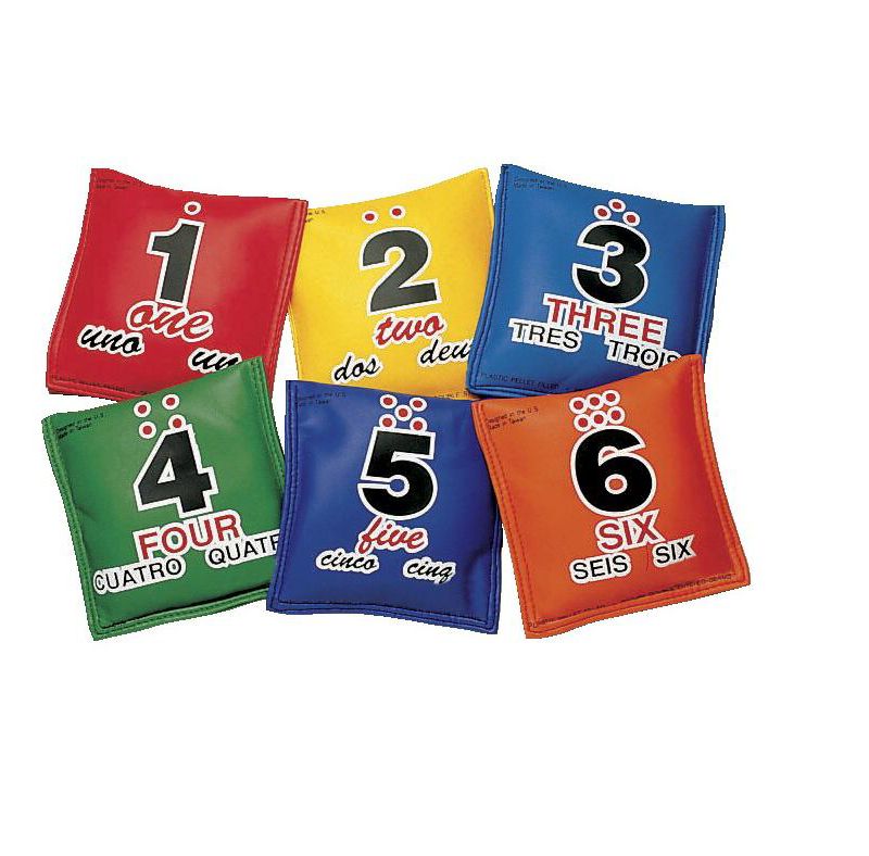 Sportime Tri-Lingual Sequencing Educational Bean Bags, Assorted Colors, set of 6