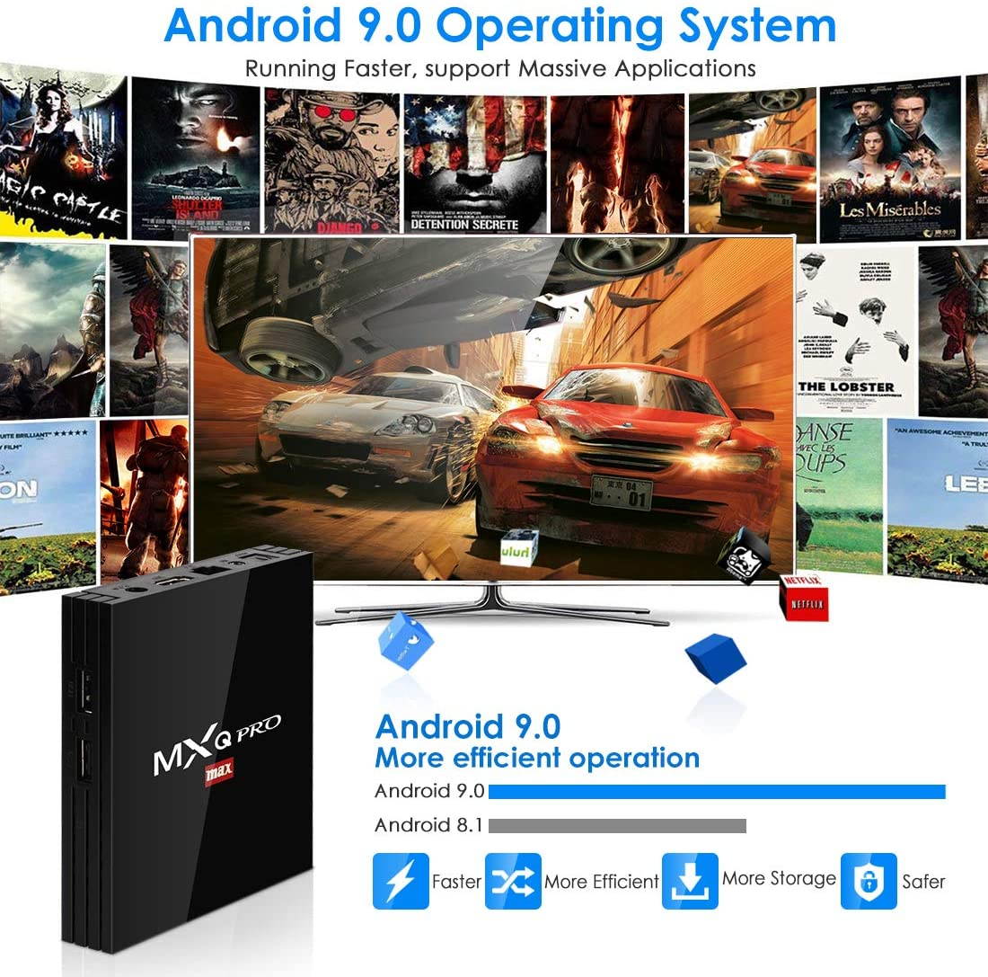 Android TV Box 9.0, Superpow MXQ PRO MAX S RK3328 Smart TV Box Quad Core, BT 4.1/4K UHD/3D/H.265/HDMI/USB 3.0/USB 2.0, Android Set-Top Box (4GB RAM+32GB ROM)