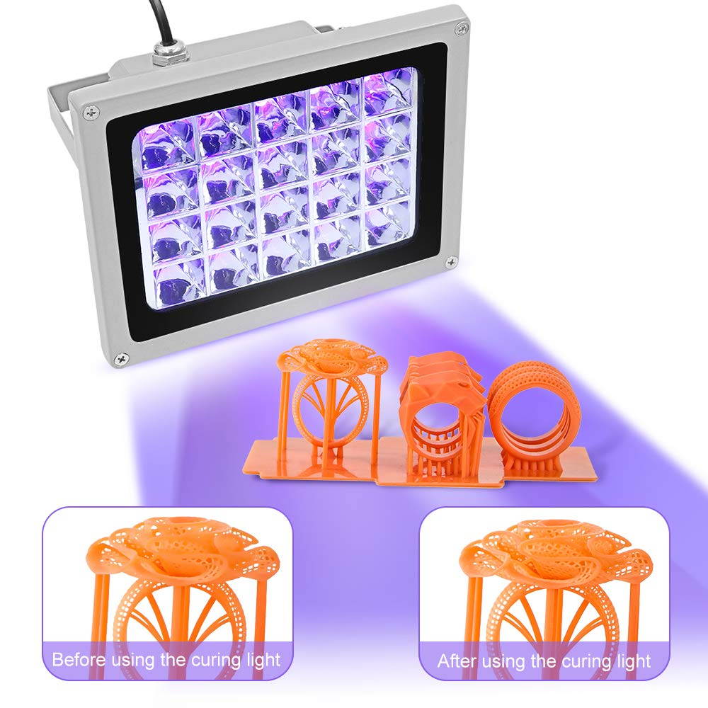 Aystkniet UV Light for Resin Curing with Solar Turntable, 405nm UV Curing Light for SLA/DLP/LCD 3D Printer Solidify Photosensitive Resin with 200W Output Affect