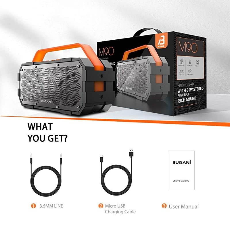 Bluetooth Speaker  M90 Portable Bluetooth Speaker with 30W Stereo Sound and Deep Bass 1300Min Playtime and Bluetooth50 100ft Wireless Range Support TF CardAUX Builtin Mic for Home Get