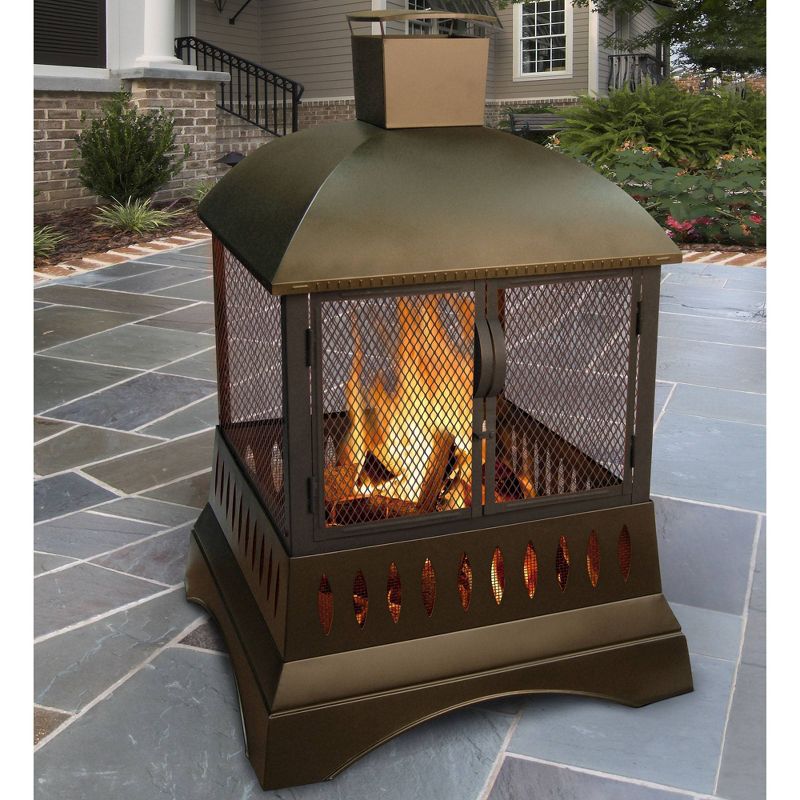 DeckMate 30371 Avondale Outdoor Backyard Patio Portable Steel Fire Bowl Fire Pit, Antiqued Copper Finish