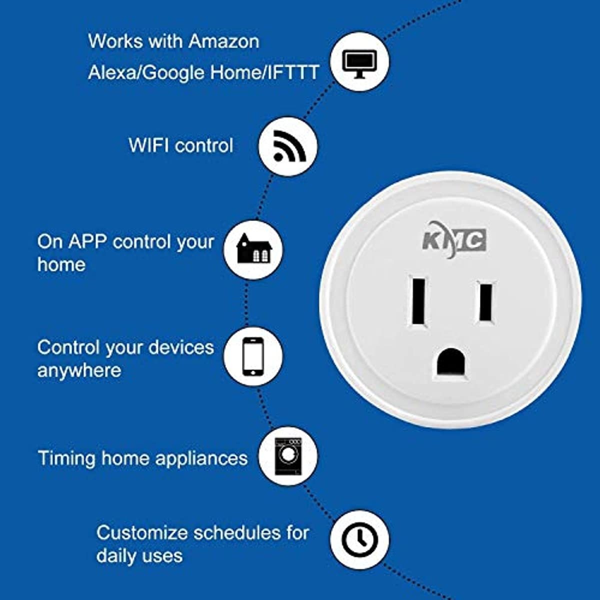 Smart Plug, KMC WIFI MiNi Outle Works with Alexa, Google Home & IFTTT, Smart Life, No Hub Required, Remote Control Your Home Appliances from Anywhere, ETL Certified,Only Supports 2.4GHz Network(4 Pack