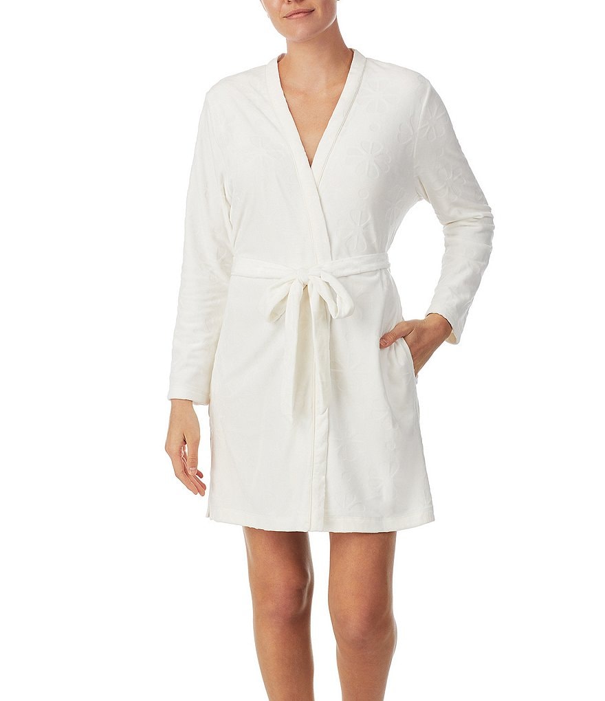 Lauren Ralph Lauren Paisley Print Satin Short Wrap Robe