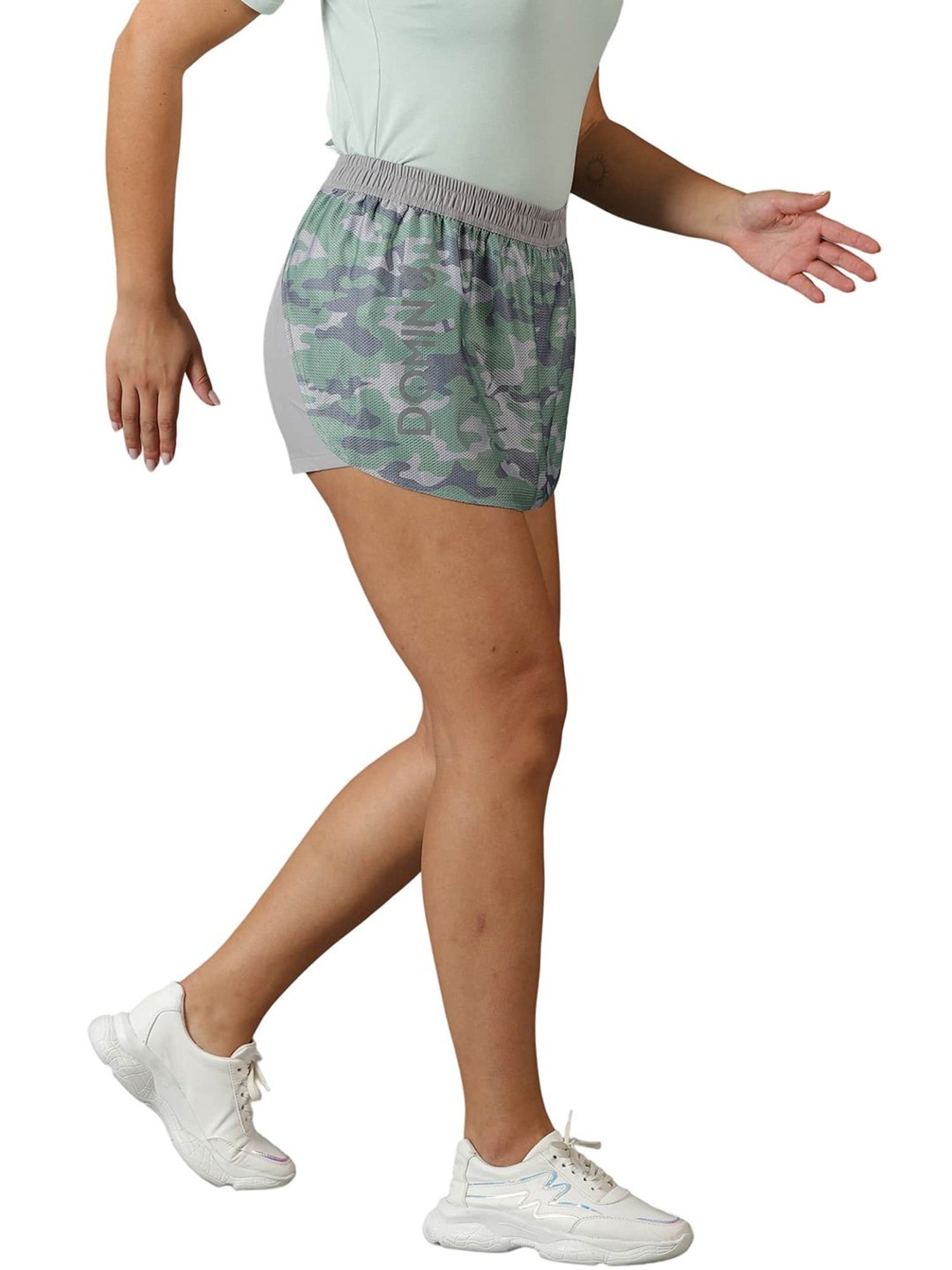 Domin8 Women Double Layered Camouflage Shorts With Zipper Pockets