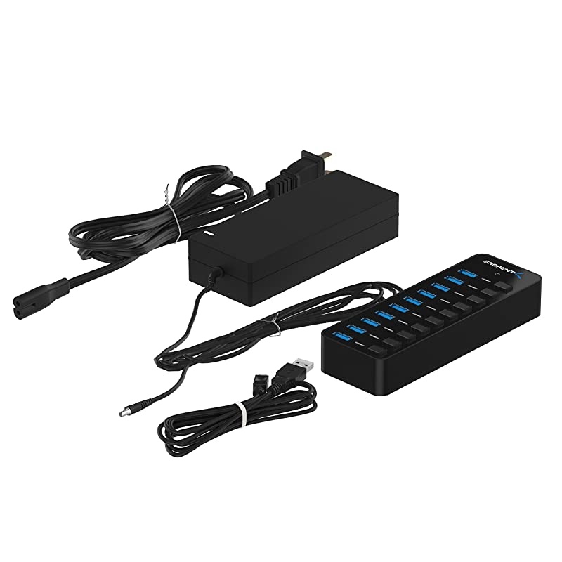 10-Port 60W USB 3.0 Hub with Individual Power Switches and LEDs Includes 60W 12V/5A Power Adapter (HB-BU10)