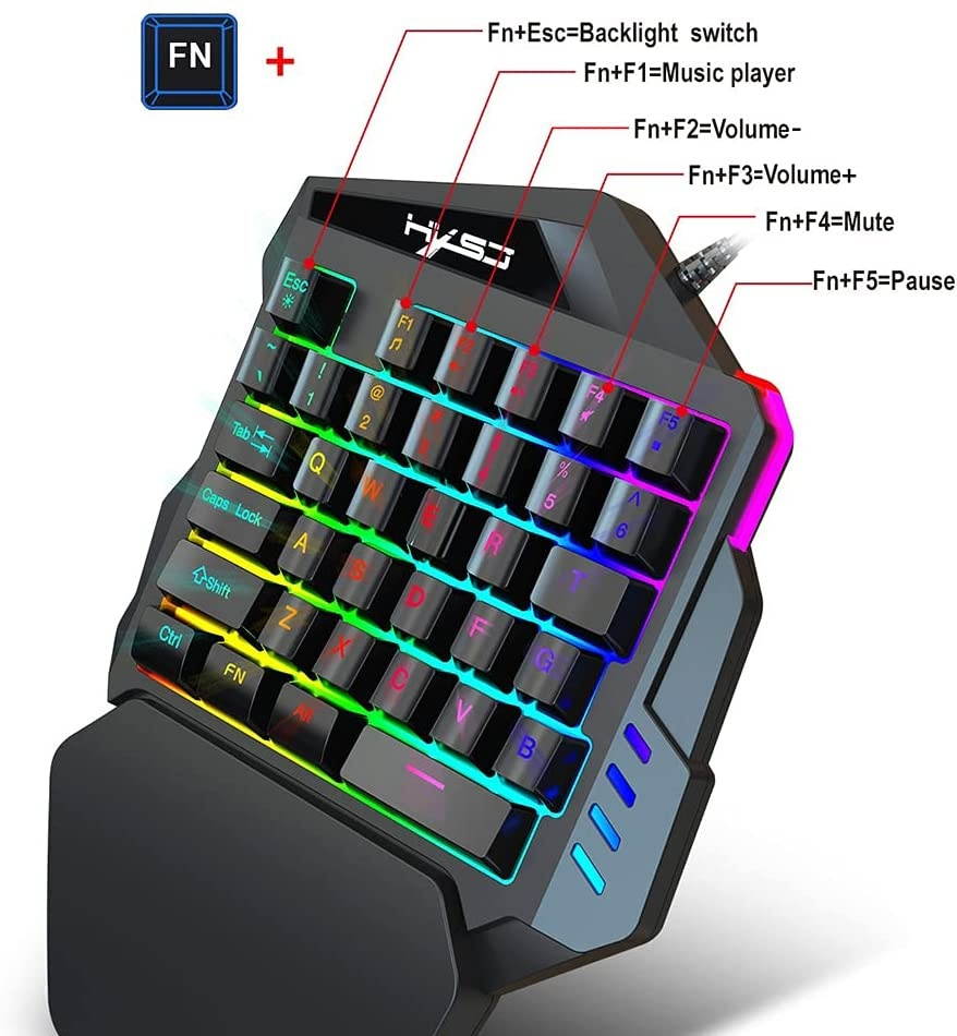 Docooler Mouse Converter Combo A869 Wired RGB Ergonomic Gaming Mouse V100 35 Keys Single-Hand Gaming Keyboard P6 Portable Keyboard