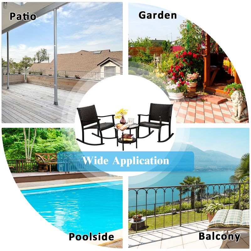 3pc Outdoor Wicker Conversation Set with Sofa Chairs & Table - Crestlive Products