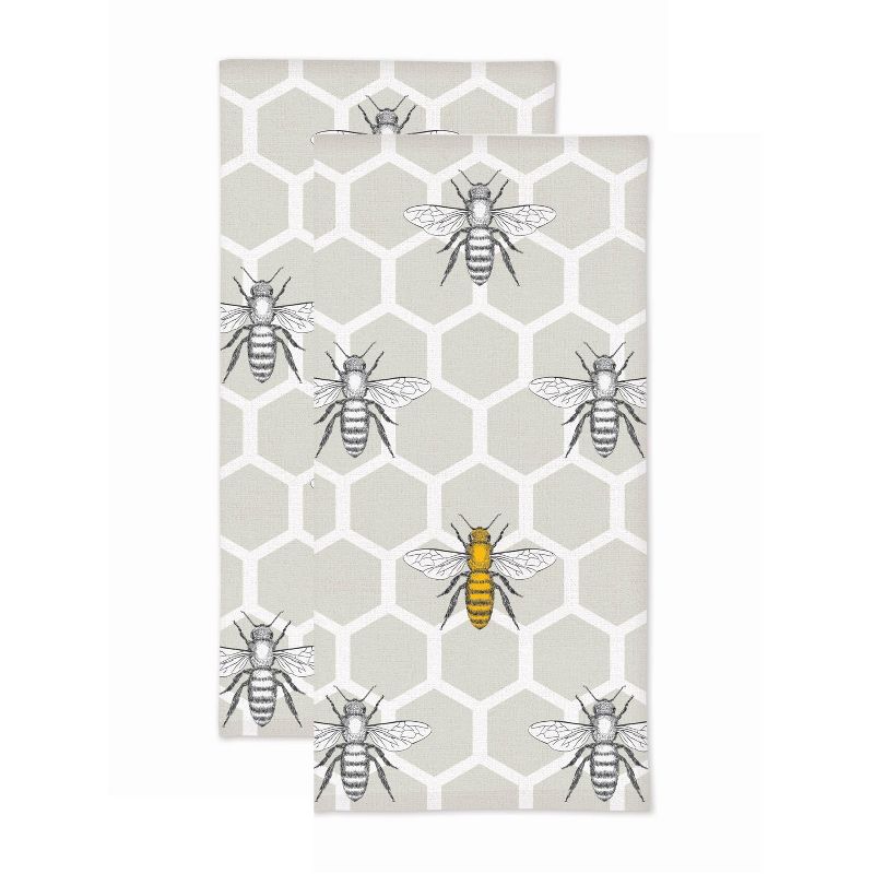 2pk Beehive Print Kitchen Towel - MU Kitchen