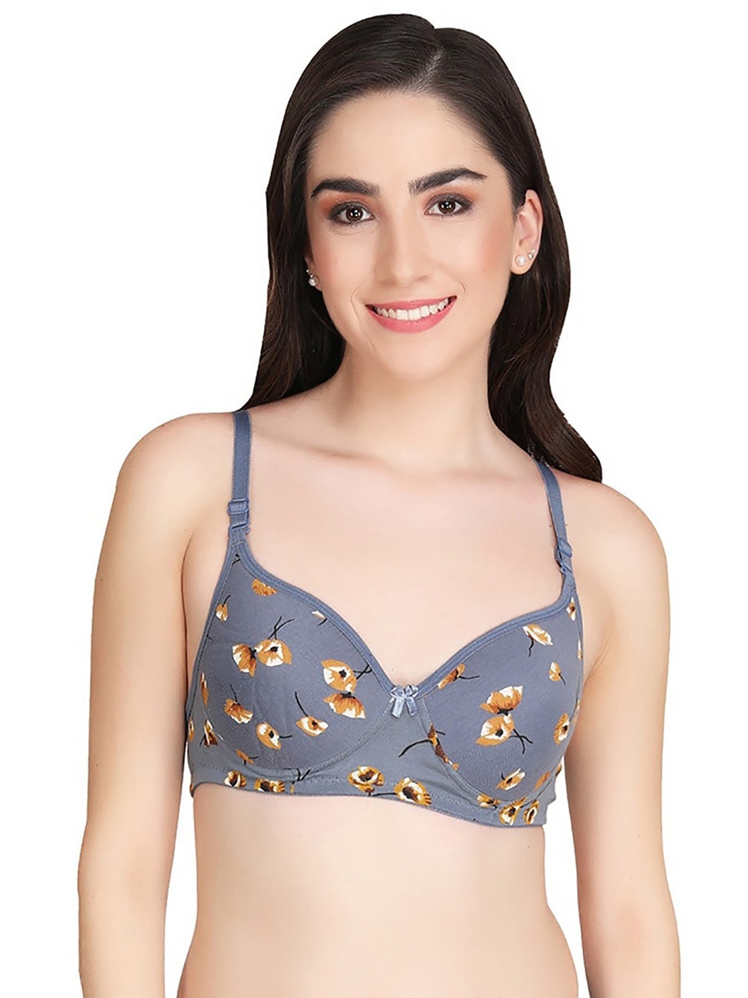 AROUSY Grey Cotton Printed T-Shirt Bra