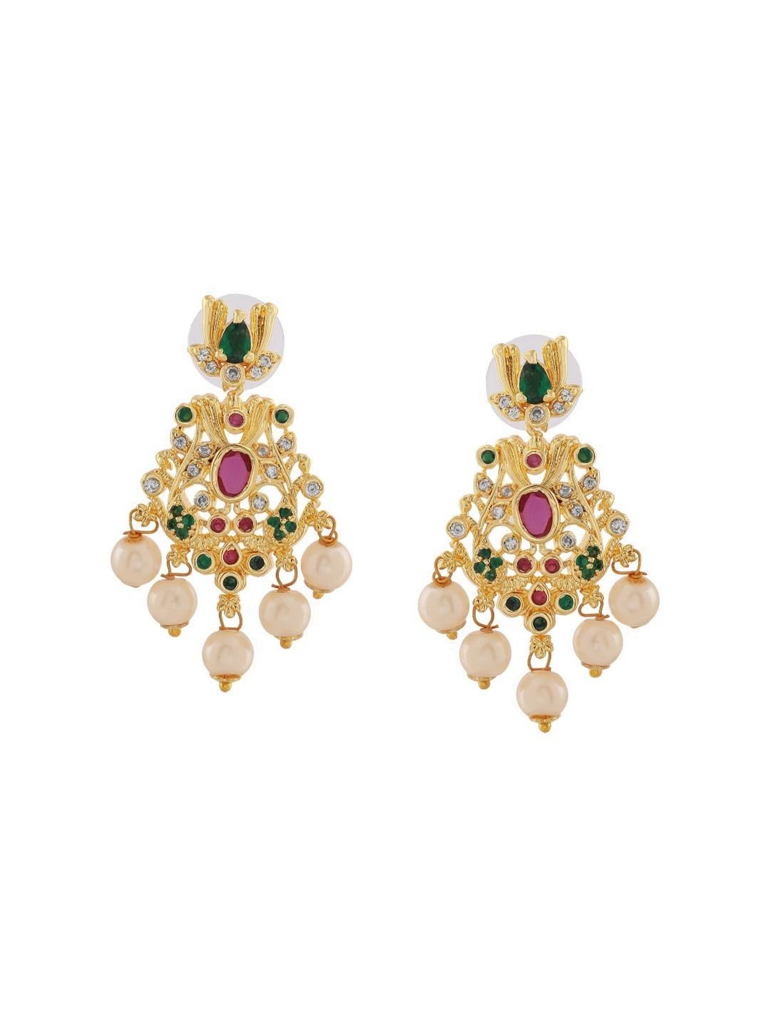 Estele Gold-Plated CZ Sleek Designer Bridal Choker Set with Pearls & Crystals for Women