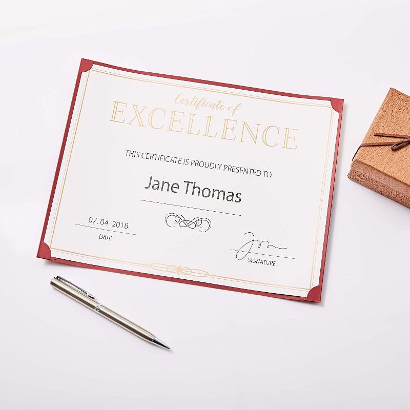 Best Paper Products 48-Pack Gold Foil Certificates of Excellence Award Paper Sheets, A4 Letter Size 8.5 x 11 in