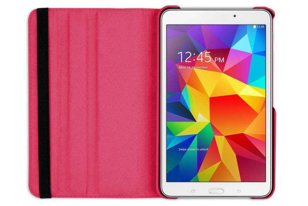 Hellfire Trading PU Leather Case 360 Rotating for Samsung Galaxy Tab 4 T330 8" - Hot Pink