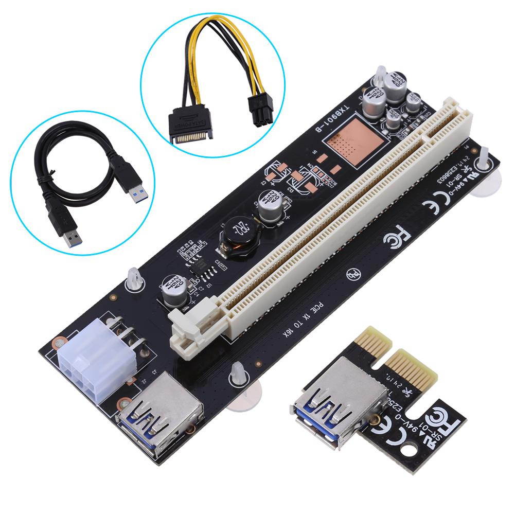 USB 3.0 PCI-E PCI Express 1x To 16x Extender Riser Card Power Cable 60cm PCIE Mining Card Adapter for BitCoin Miner video card
