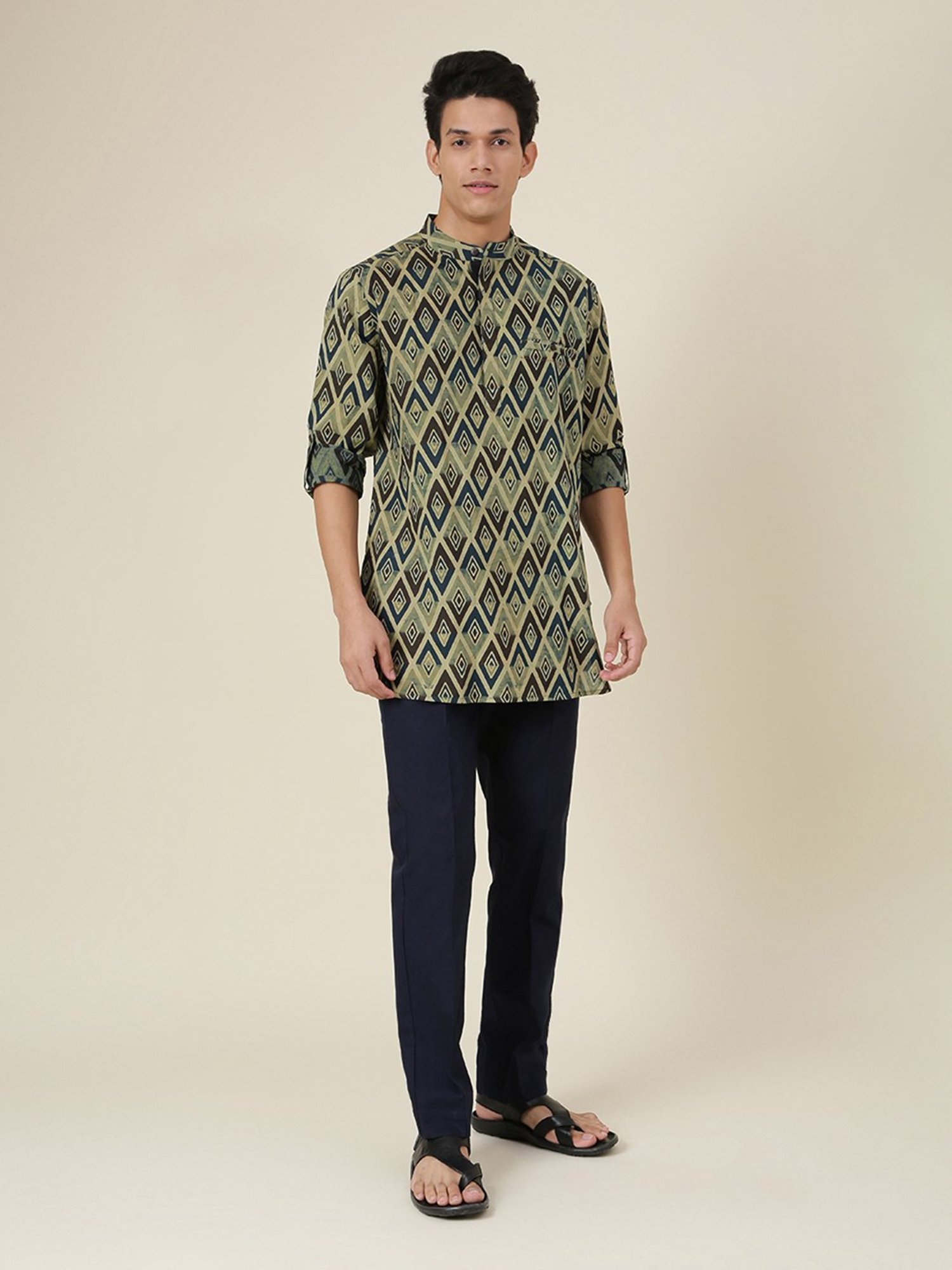 WES Casuals by Westside Olive Relaxed-Fit Mid-Rise Cotton Blend Joggers