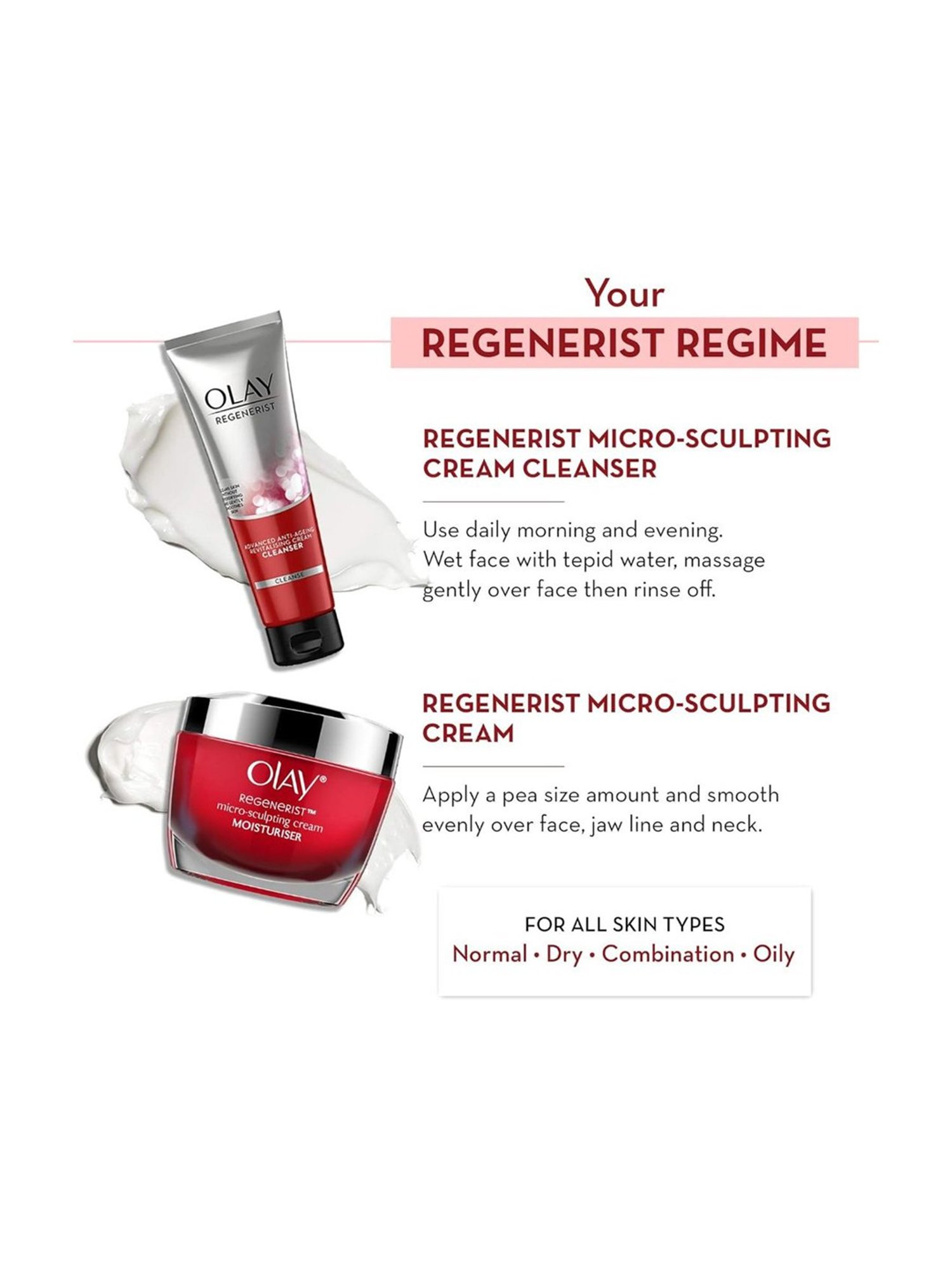 Olay Regenerist Micro-Sculpting Cream Moisturiser with Regenerist Advance Cream Cleanser Combo