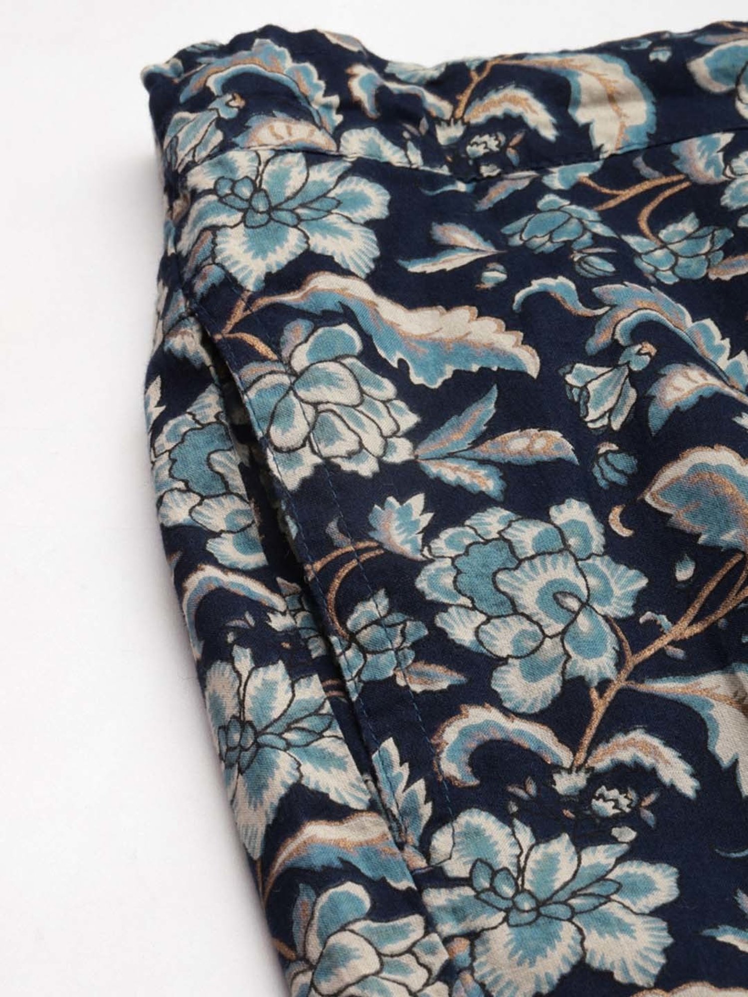 Clt.s Blue Cotton Floral Print Kurti Palazzo Set