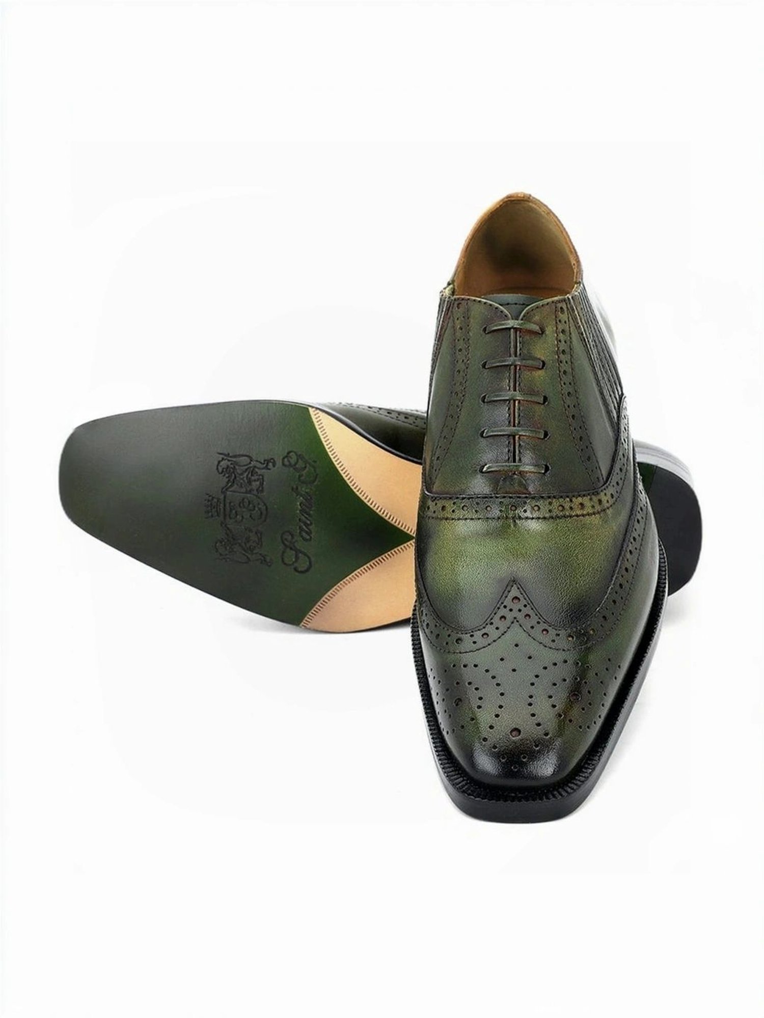 Saint G Men's Vincenzo Olive Brogue Shoes