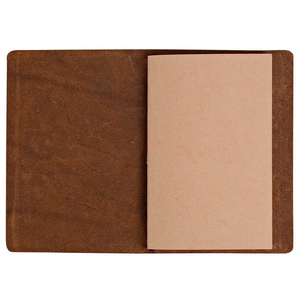 Pocket Travelers Notebook - Leather Journal Cover for Field Notes, Moleskine Cahier 3.5 x 5.5, Brown
