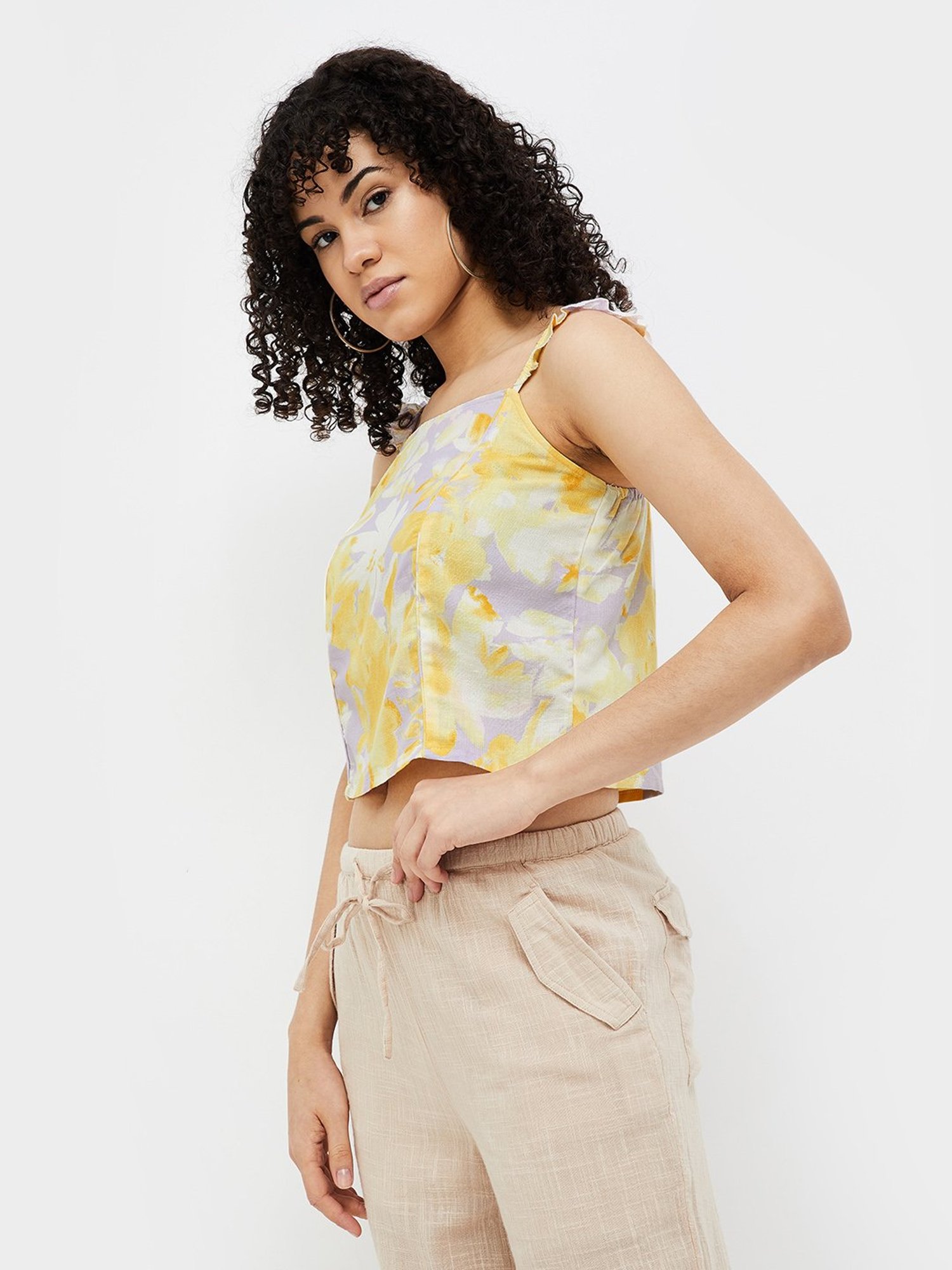 Ginger by Lifestyle Multicolor Printed Crop Top