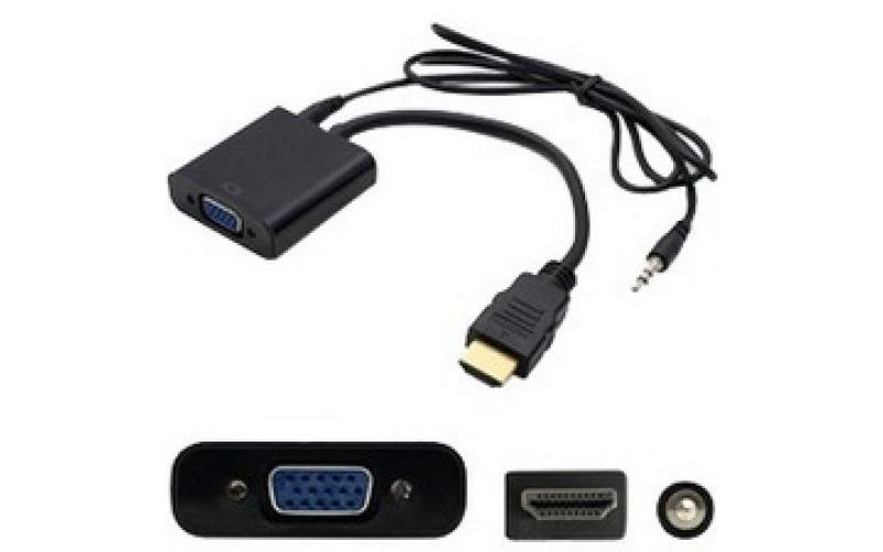 AddOn 5-Pack of HDMI Male to VGA Female Black Adapter Cables with 3.5mm Audio and Micro USB Ports - 100% compatible and guaranteed to work