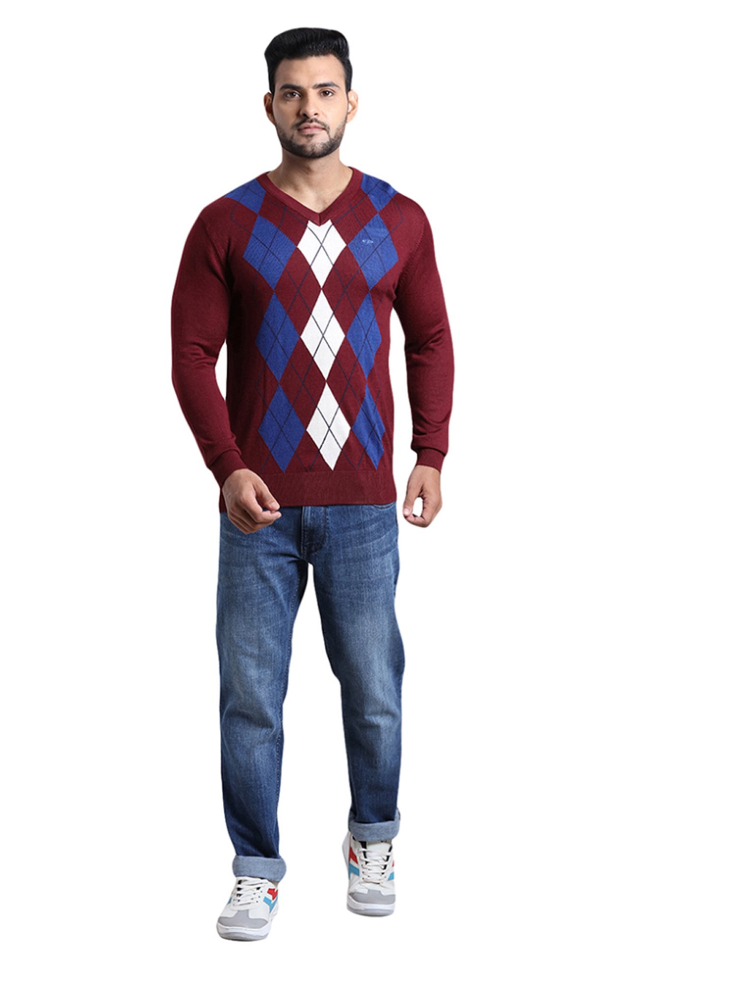 ColorPlus Multi Tailored Fit Checks Sweater
