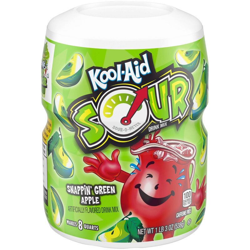 Kool-Aid Sour Snappin' Green Apple Drink Mix - 19oz Canister