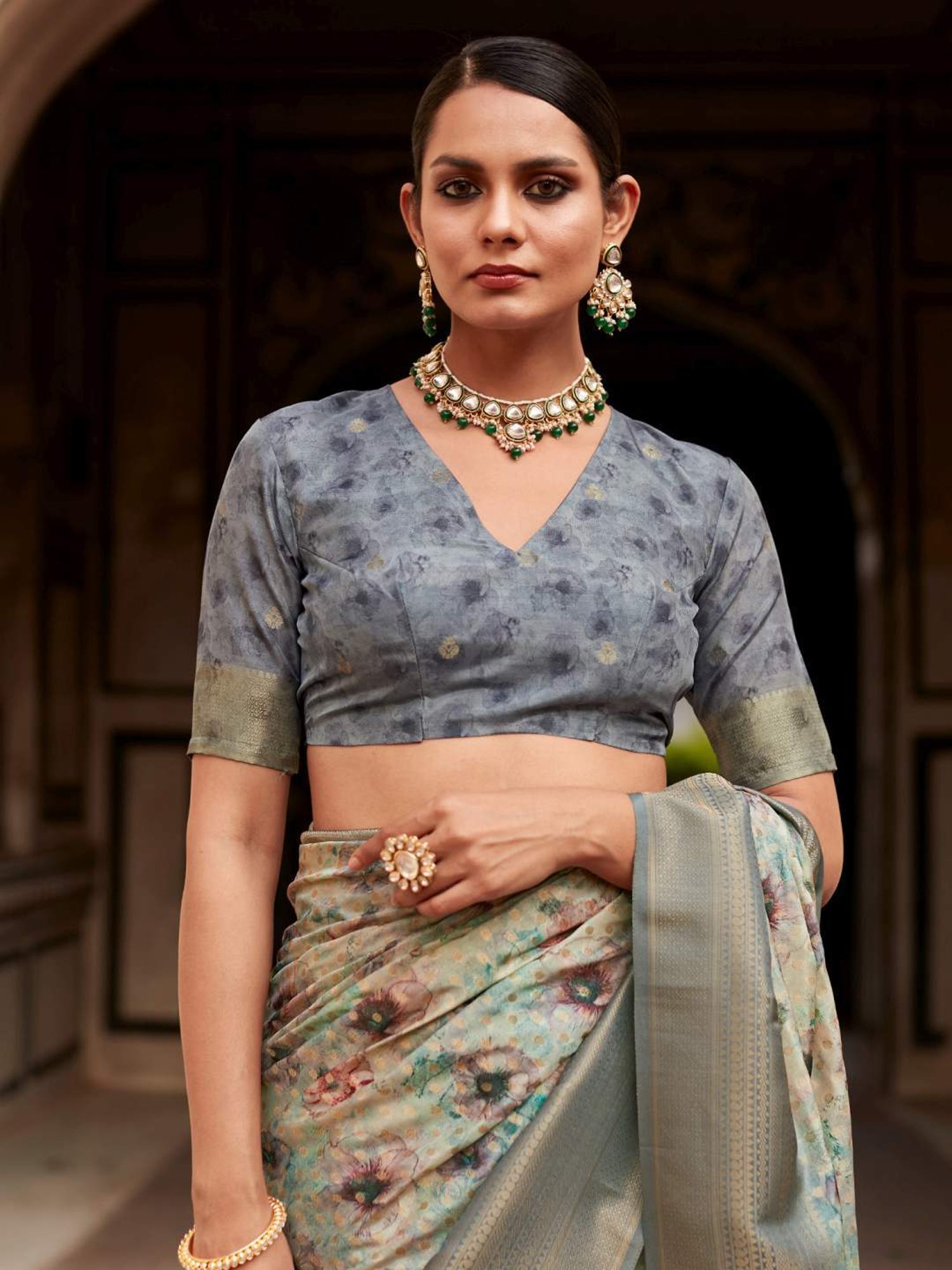 Saree Mall Blue Woven Saree With Unstitched Blouse