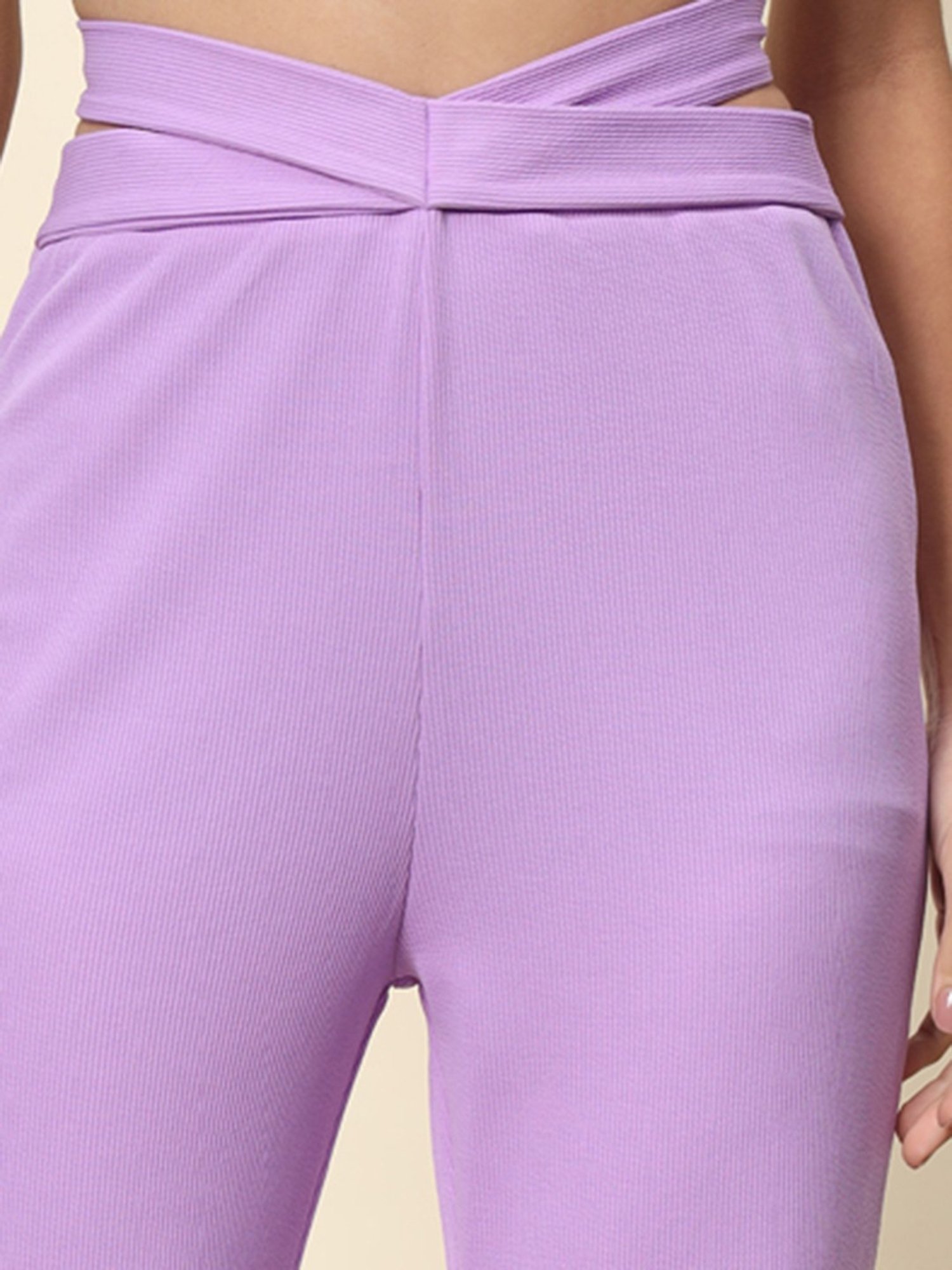 Trend Arrest Lilac Regular Fit High Rise Trousers